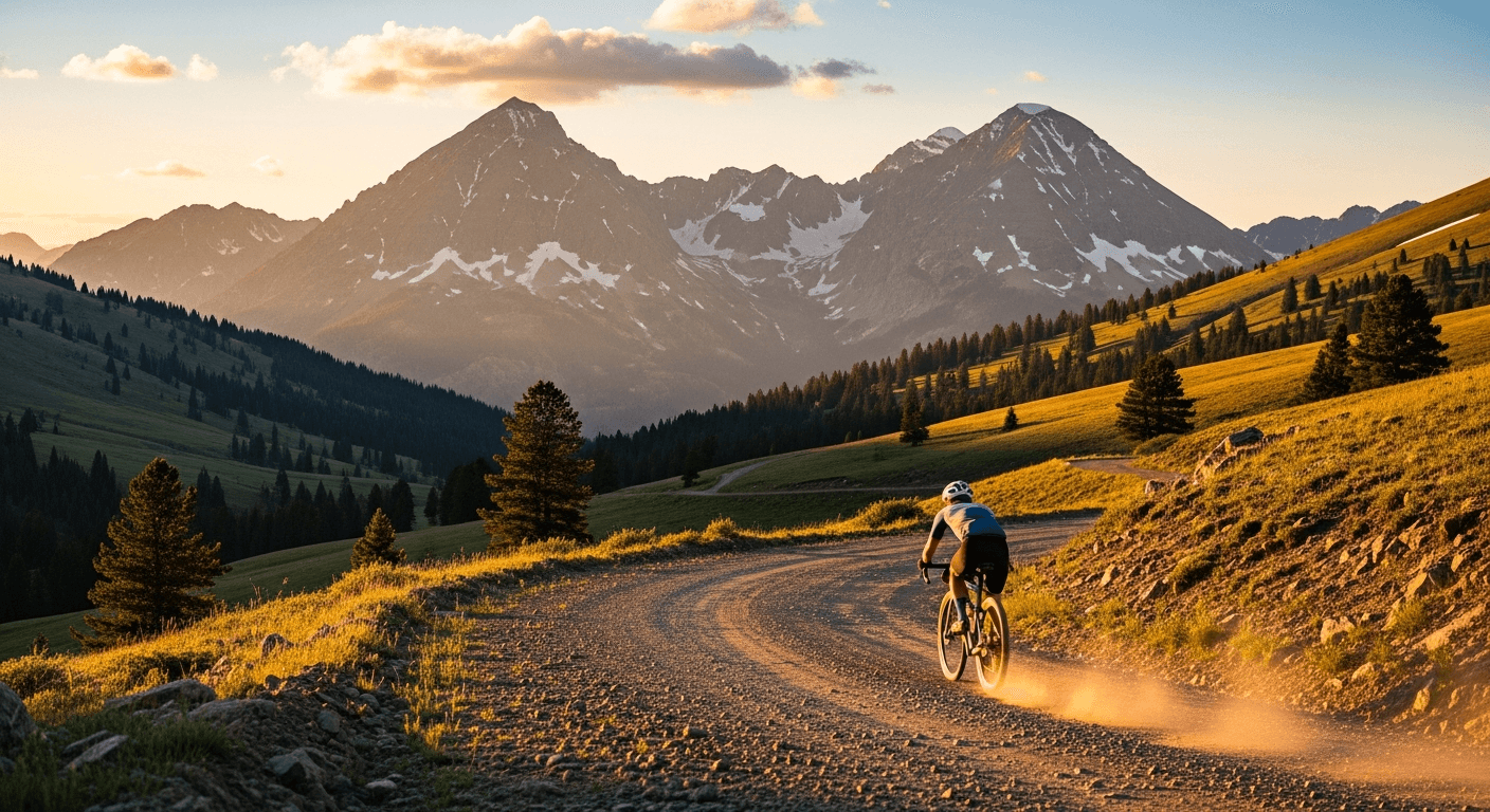 Gravel cyclists racing through the Wyoming landscape