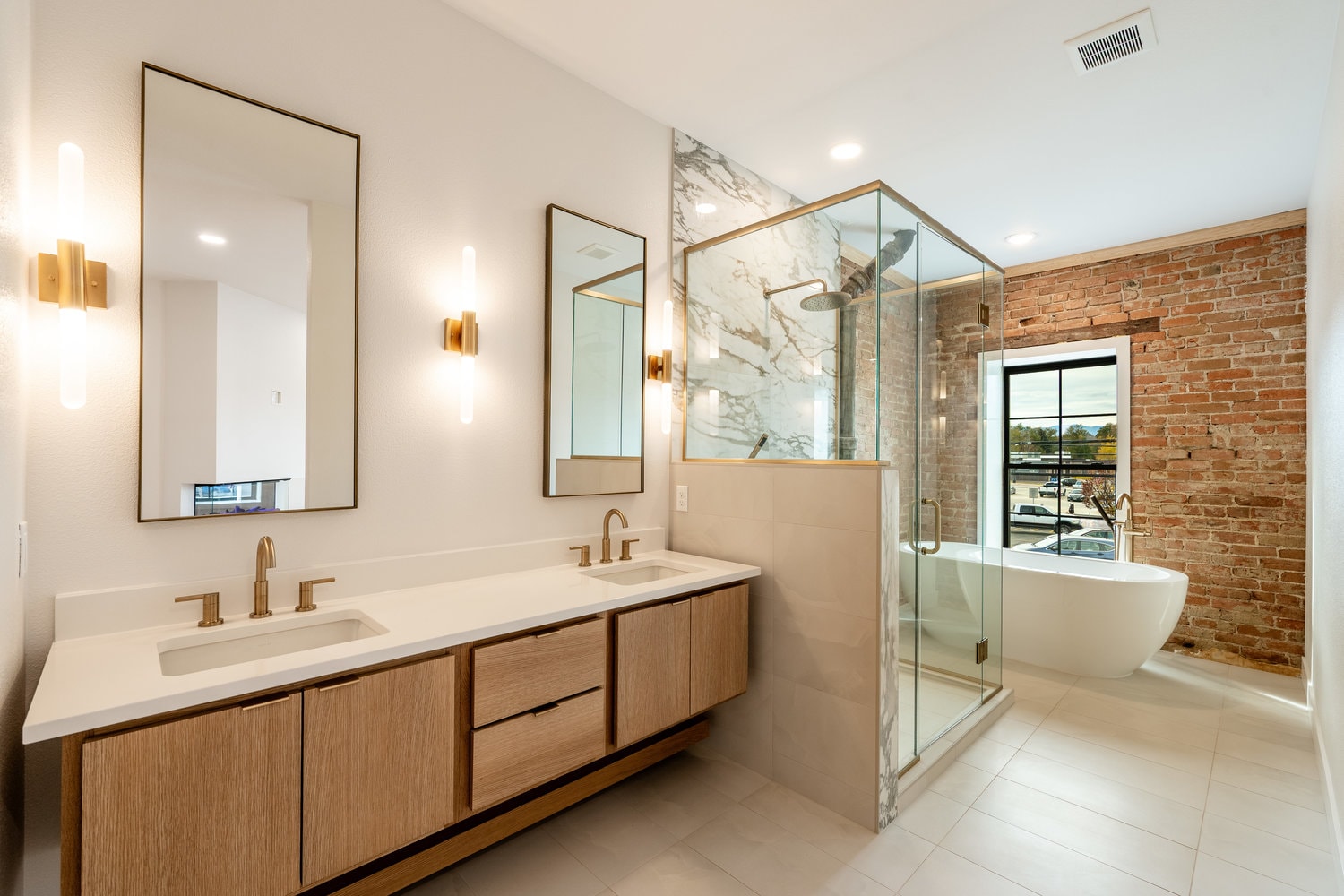 The Aspen luxury suite Master Bath Double Vanity — The Main Exchange Sheridan WY